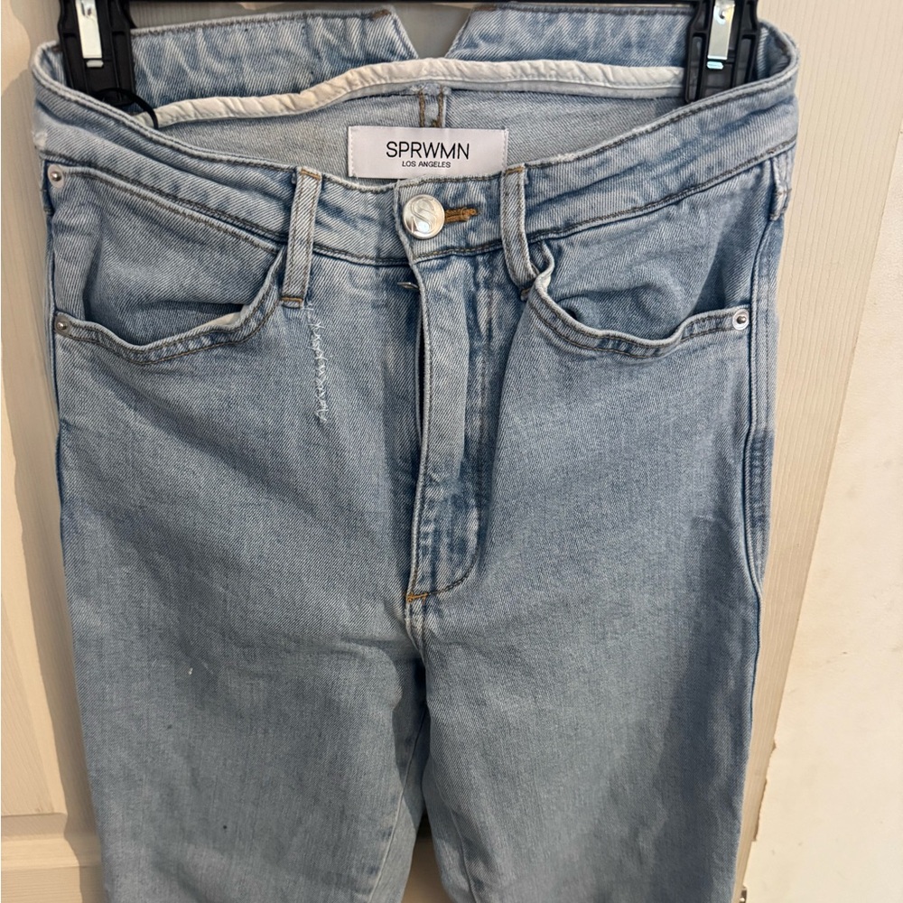 SPRWMN Francoise Light Wash Micro Flare Slim Fit High Rise Jeans Women's 26 - Picture 8 of 16